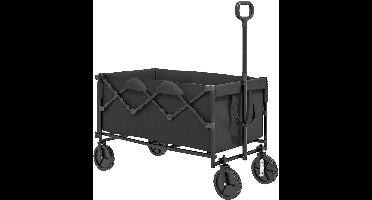 Tuinkar – Kruiwagen – Transportkar – Vouwkar – Trolley – Opvouwbaar – Draagvermogen 100 kg – Afneembaar Waterdicht Zeil – Zwart