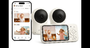 eufy Babyfoon C10 + Baby Monitor C10 Add-On Camera – 2K HD Camera – 4.5" Scherm – Pan & Tilt – Nachtzicht – Wi-Fi of Zonder Wi-Fi – 12 Uur Batterij – Beweging, Huilen & Geluid Detectie – Temperatuur Alarm – 2-weg Praten – VOX