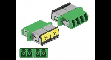 Delock Optical Fiber Coupler with laser protection flip LC Quad female to LC Quad female Single-mode green