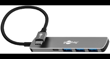 Goobay USB hub (USB-C) | 3x USB-A + 1x USB-C | USB3.0 5 Gbps | aluminium | 0,10 meter