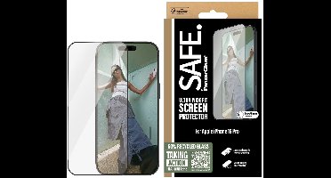 SAFE by PanzerGlassScreen Protection with Black Frame geschikt voor Apple iPhone 16 Pro Ultra-Wide Fit