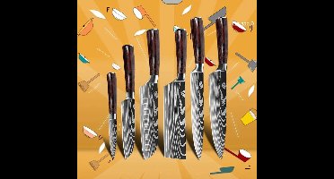 Keukenmessen - Knife set - Chef Knife - Knives - Kitchen Knife - Japans 7CR17 440C Hoog Koolstof - Roestvrij Staal - Laser Damascus Patroon Mes - ACGDEF