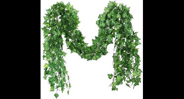 6 stuks Kunstmatige Klimop Guirlande 2 meter - Groene Kunststof Hangplant voor Muurdecoratie - Ideaal voor Bruiloften, Feesten & Thuisdecoratie
