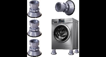 Trildemper voor wasmachines en drogers, 4 stuks, onderstelonderlegger, 8,5 - 12 cm, verstelbare trillingsdemperpads, wasmachine antislip stop voor de wasmachine, grijs