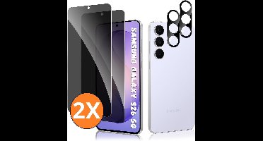 Privacy screenprotector Geschikt voor Samsung S26 - screenprotector Privacy Met Galaxy S26 camera lens - Complete bescherming voor Samsung S26 – scherm en camera in één set - 2X