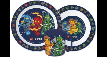 Lego Ninjago Serviesset - Mok 390 ml - Diepe kom - Plat bord - 3 stuks - Elemental - Eetset met beker - Voor verjaardagen en feestjes - Voor kinderen - Voor jongens