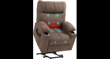 Relaxstoel – Fauteuil – TV Stoel – Massagefauteuil – Elektrische Opstahulp – Verstelbare Rugleuning – Warmtefunctie – Fluweel Bruin