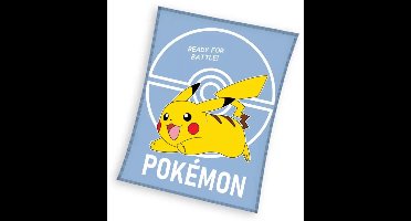 Pokemon fleece deken starters battle lichtblauw 110 x 140 cm