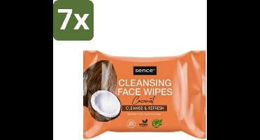 7 x Sence - Coconut - Gezichtsreinigingsdoekjes - Verzorgend - 20 Doekjes - Gezichtsreinigingsdoekjes - Kokos - Huidverzorging - Make-up Verwijderen - Hydrateren