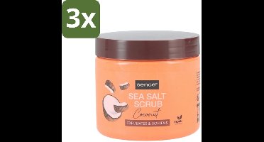 3 x Sence - Coconut - Bodyscrub - Verzorgend - 500 g - Bodyscrub Kokos - Huid Verzorging - Exfolieer Huid - Zeezout Scrub - Kokos Geur
