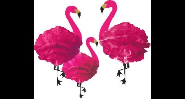 RIETHMULLER - 3 hangende papieren flamingo decoraties 49 cm tropisch thema