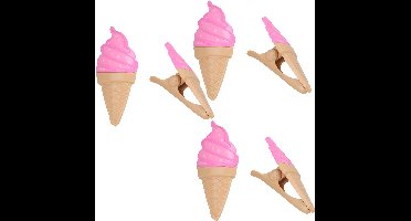 Gerimport Handdoekknijpers - 6x - bruin - ijsje - handdoekklem - kunststof