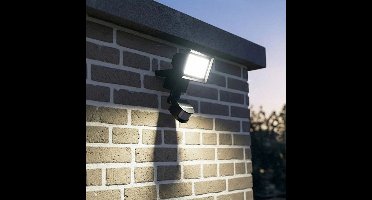 Solar buitenlamp met sensor - Floodlight/breedstraler 'James I' - Schijnwerper met bewegingssensor - Tuinverlichting met sensor - Los zonnepaneel - Tuinverlichting op zonne-energie - Zwart