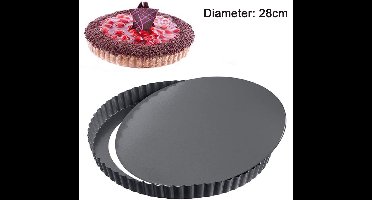 Oneay Stevige taartvorm met antiaanbaklaag en verwijderbare bodem, quichevorm met losse, verwijderbare bodem, taartvorm (bovendiameter 28 cm)