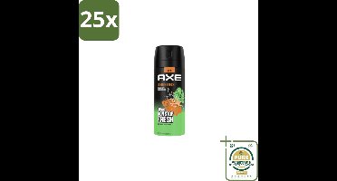 25 x Axe Deodorant Bodyspray Jungle Fresh 150 ml - Grootverpakking - Axe Jungle Fresh - Deodorant Bodyspray - Frisse Geur - 48 Uur Bescherming - Zinktechnologie
