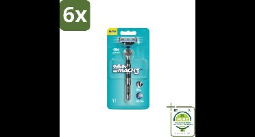 Gillette - Mach3 – Houder + 1 Mesje – 3-bladig - Voordeelverpakking - 6 stuks - Scheermes - Scheerbeurt