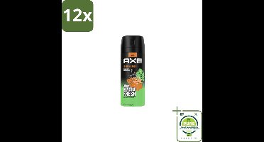 Axe Deodorant Bodyspray Jungle Fresh 150 ml - Voordeelverpakking - 12 stuks - Frisse geur - Lichaamsgeur bestrijding