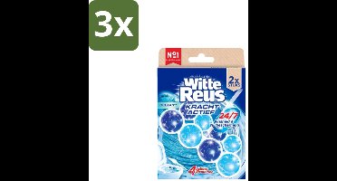 3 x Witte Reus Toiletblok Kracht Actief Oceaan 2 stuks per verpakking - Toiletblok - Reiniging - Oceaangeur - Anti-kalk - Kalkaanslag