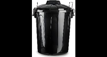 Plasticforte afvalemmer - zwart - 21L - kunststof - H42 cm - met deksel - prullenbak/afvalbak