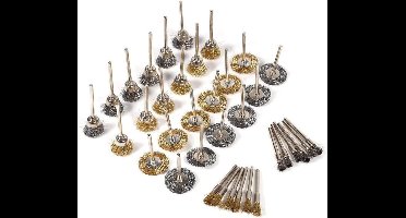 Polijstgereedschapset, inclusief draadborstel, stalen borstel, 3 mm schachtdiameter en Dremel polijstaccessoires, in totaal 36 onderdelen.