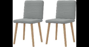 Eetkamerstoel – Keukenstoel – Woonkamerstoel – Bureaustoel – Retro Stoel – Set Van 2 – Lichtgrijs Stof – Comfortabel Schuim