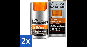 2 x L'Oréal Paris Men Expert Hydra Energetic Comfort Max - Dagcrème - Hydraterend voor Droge Huid - 50 ml - Dagcrème Voor Mannen - Hydratatie Voor Droge Huid - Huidvermoeidheid - Gezondheid Van De Huid - Crème Na Het Scheren