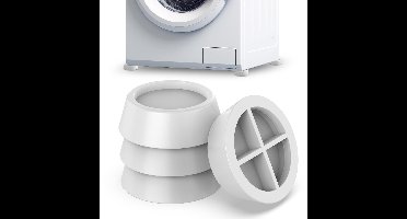 Schokabsorberende pads voor wasmachines, 4-delige set, rubberen voetjes, wit, ook geschikt voor drogers en vaatwassers, antislipvoetjes, schokabsorberende pads.