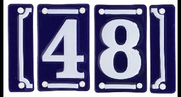 Best for Boots huisnummer 48 met sierrand - Oudhollands - emaille - blauw/wit