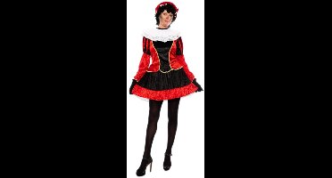 Witbaard Pietenjurkje Dames Fluweel Zwart/rood 3-delig Maat Xl
