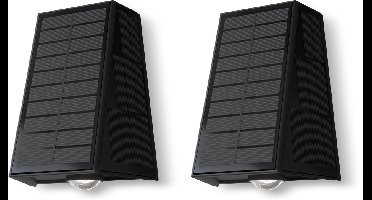Calex Matera Solar Wandlamp - 2 Stuks - Up & Down Tuinverlichting - Zonne-energie - Warm Wit Licht - Zwart