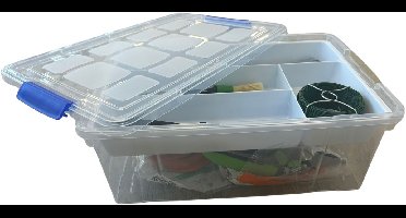 Plasticforte Gereedschap opbergbox - 9L - wit - batterijen/bitjes/schroeven/tape opbergen - 26 x 37 x 14 cm