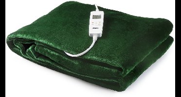 DOMO DO640ED Elektrische Deken - 180x160 cm - 2 Persoons - Warmtedeken - 10 Warmtestanden - Timer - Fleece - Groen