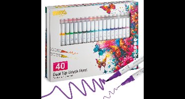 Joya Creative Fineliner Brush Pens Set 40pcs - Stiften voor Volwassenen en Kinderen - Bulletjournal - Handlettering - Gekleurde Fineliners - Drawing Pen Set