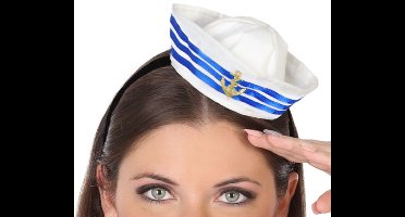 Verkleed Verkleed diadeem mini hoedje/pet - 2x - meisjes/dames - Matroos/sailor thema