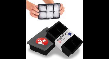 Blumtal IJsblokjesvorm Set van 3 - 6 ijsblokjes - Siliconen ijsblokjesvorm met deksel - IJsblokjesvorm Kubusvorm - BPA-vrij - Zwart