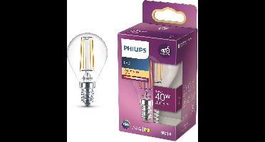 Philips LED lamp - Kogellamp met E14 fitting - Warmwit licht: 2700K - 40W - Helder glas