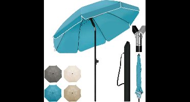 WARRAICH-Parasol 175cm, UV-bestendig, hoogteverstelbaar, 45° opvouwbaar, rond, blauw