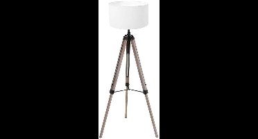 Mexlite - vloerlamp - Triek - zwart - hout linnen - Ø 75cm - E27 - 4105ZW