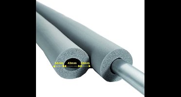 Kautschuk buisisolatie 42mm - 2m, isolatie voor verwarming