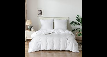 Boraboi® Beddengoedset van Microvezel met Zacht Dekbedovertrek en Kussensloop, 135 x 200 cm, Wit, Ademend en Antistatisch