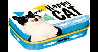 Happy Cat - Pepermunt - Metalen Blikje - Mint Box 4 x 6 cm