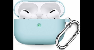 Hoesje Geschikt voor Apple Airpodss Pro Soft Silicone Hoesje Met sleutelhanger - Licht Blauw