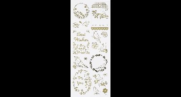 Creotime Stickers Vogels Goud 10 X 24 Cm 17-delig