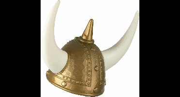 Vegaoo - Goudkleurige vikinghelm met horens voor volwassenen