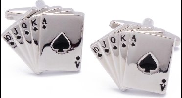 Manchetknopen - Kaarten Speelkaarten Royal Flush Schoppen