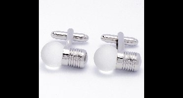 Manchetknopen - Lamp Gloeilamp Wit