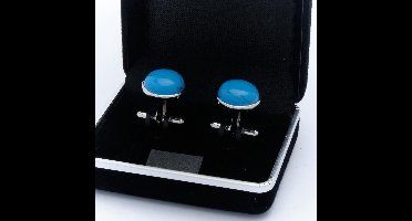 Manchetknopen - Echt Zilver 925 Rond Turquoise Blauw