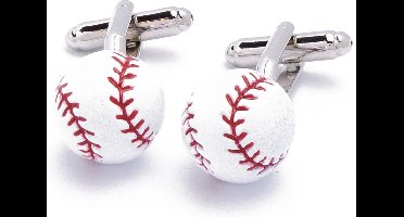 Manchetknopen - Honkbal Softbal Bal Wit met Rood