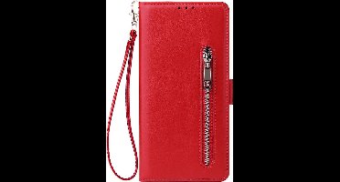 Shop4 - Samsung Galaxy S20 Ultra Hoesje - Wallet Case Cabello met Ritssluiting Rood