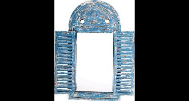 Tuinspiegel luiken verouderd - Blauw 40 x 75 cm